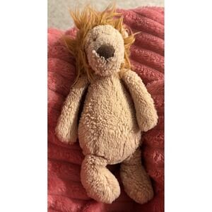 Rare Jellycat Bashful Lion Plush Stuffed Animal Tan Gold Mane Medium Soft Toy